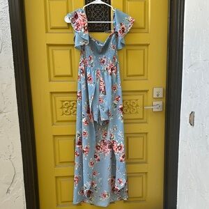 Floral Off-Shoulder Maxi Jumper